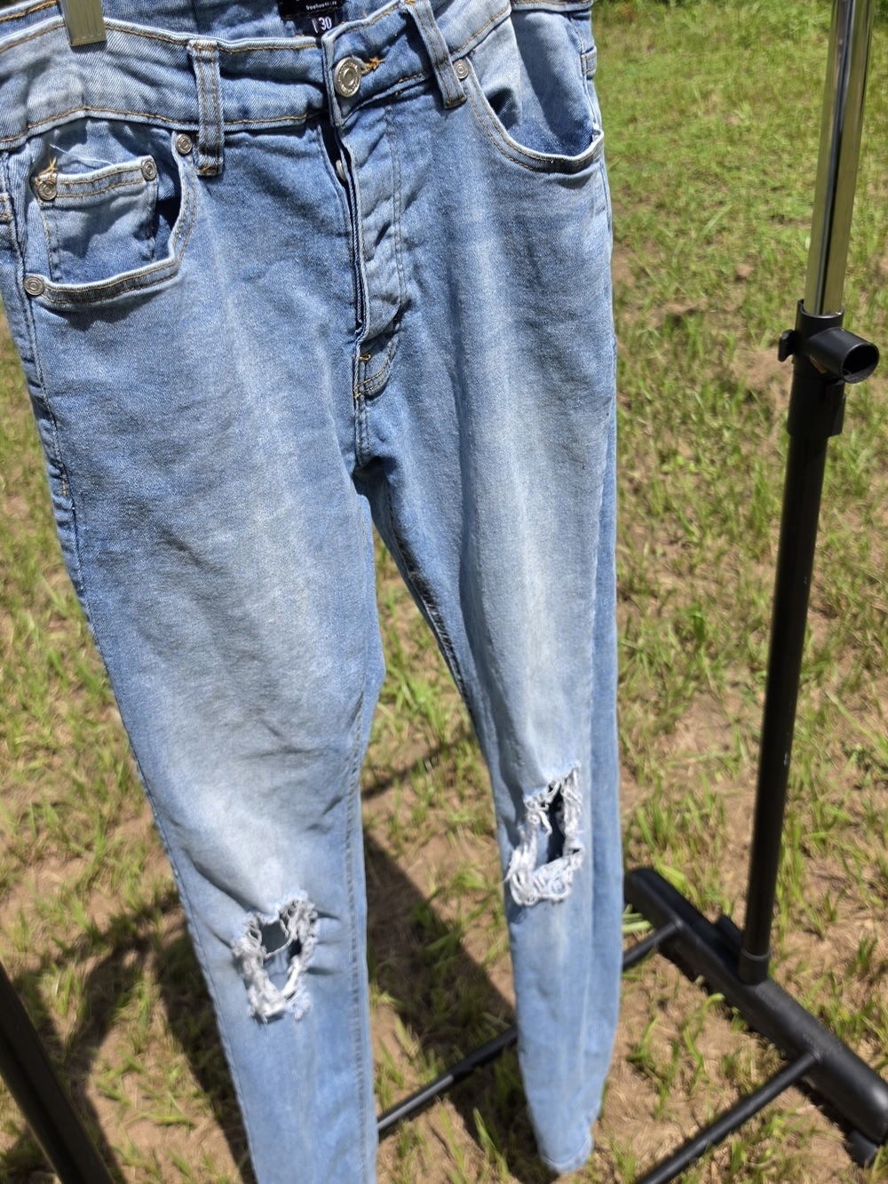 Men's Skinny Distressed Light Blue Jeans